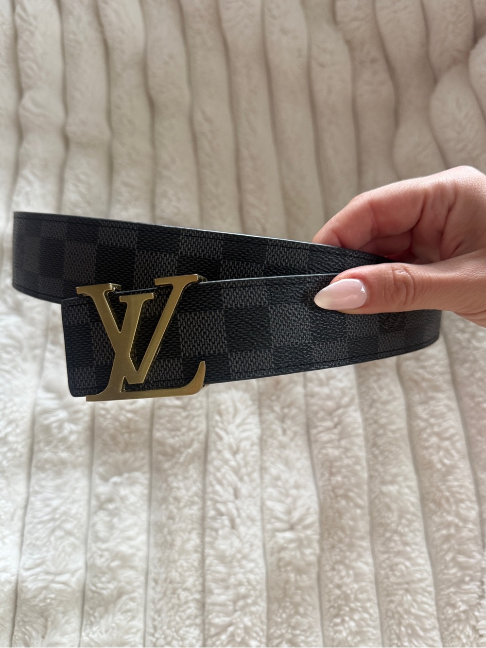 Louis Vuitton LV grey belt